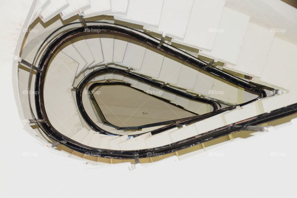 At the top of the stairs