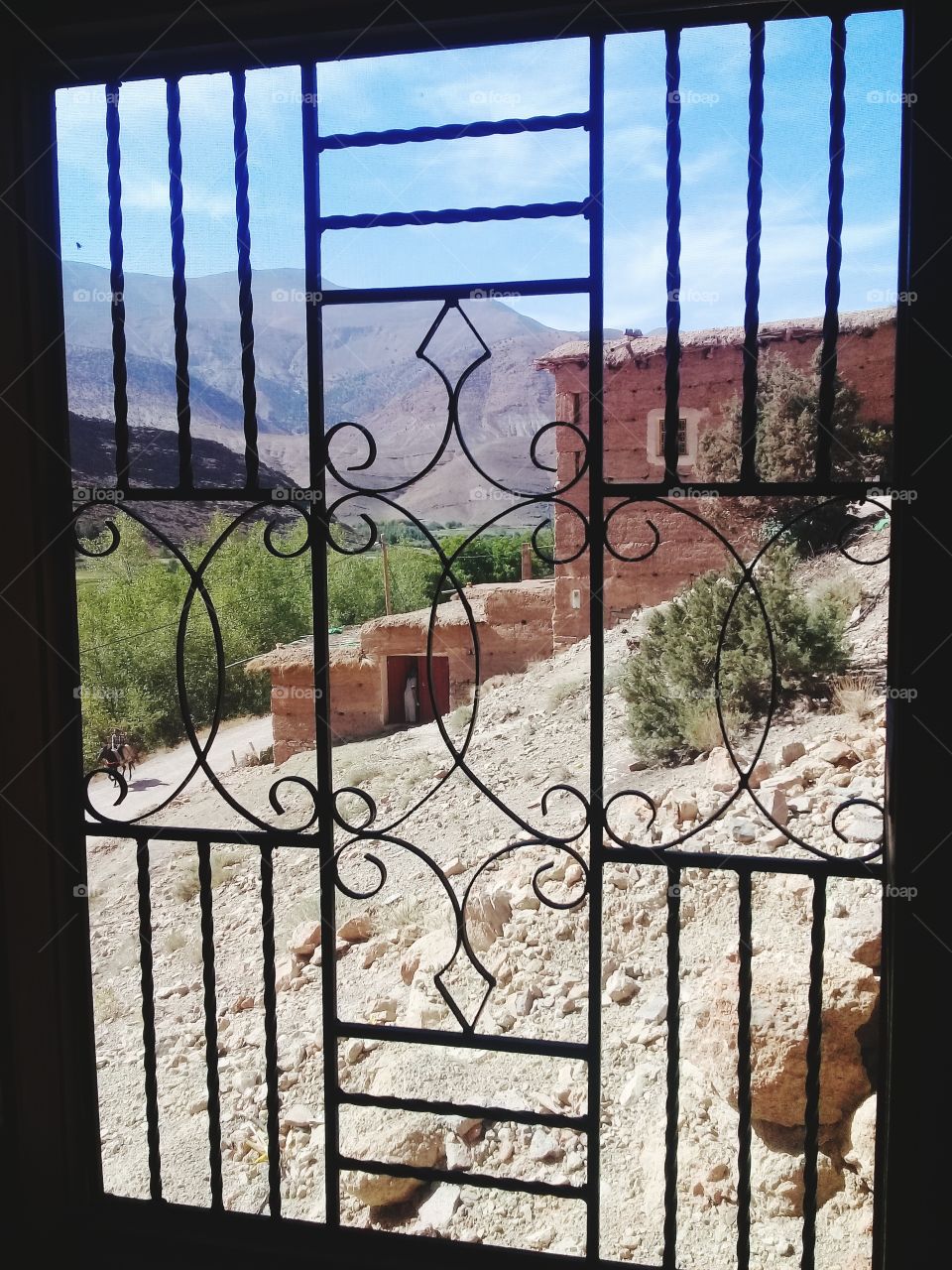 Outside view from the window of a traditional berber house in Ait Bouguemaz in Morocco.
