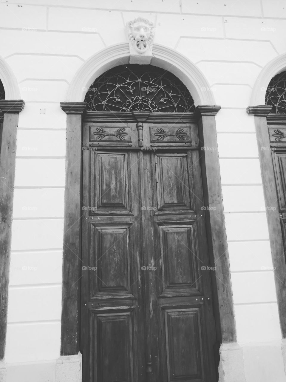 Big old door, colonial style house