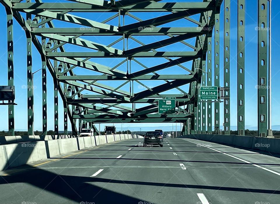 “Crossing the Piscataqua.”  A welcome sight to Mainers, crossing the bridge means they are home.