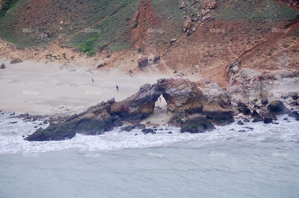 The hole in the rocks from helicopter 
