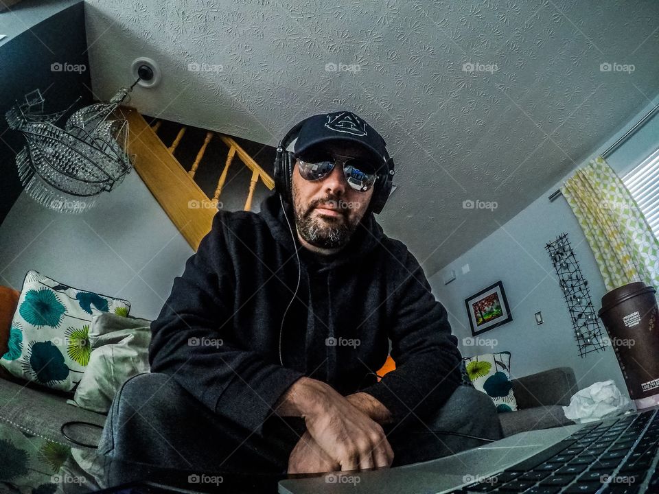 Taken with my GoPro Hero 5. Getting ready to broadcast a live DJ mix on Mixlr while visiting my sister in ATL. 