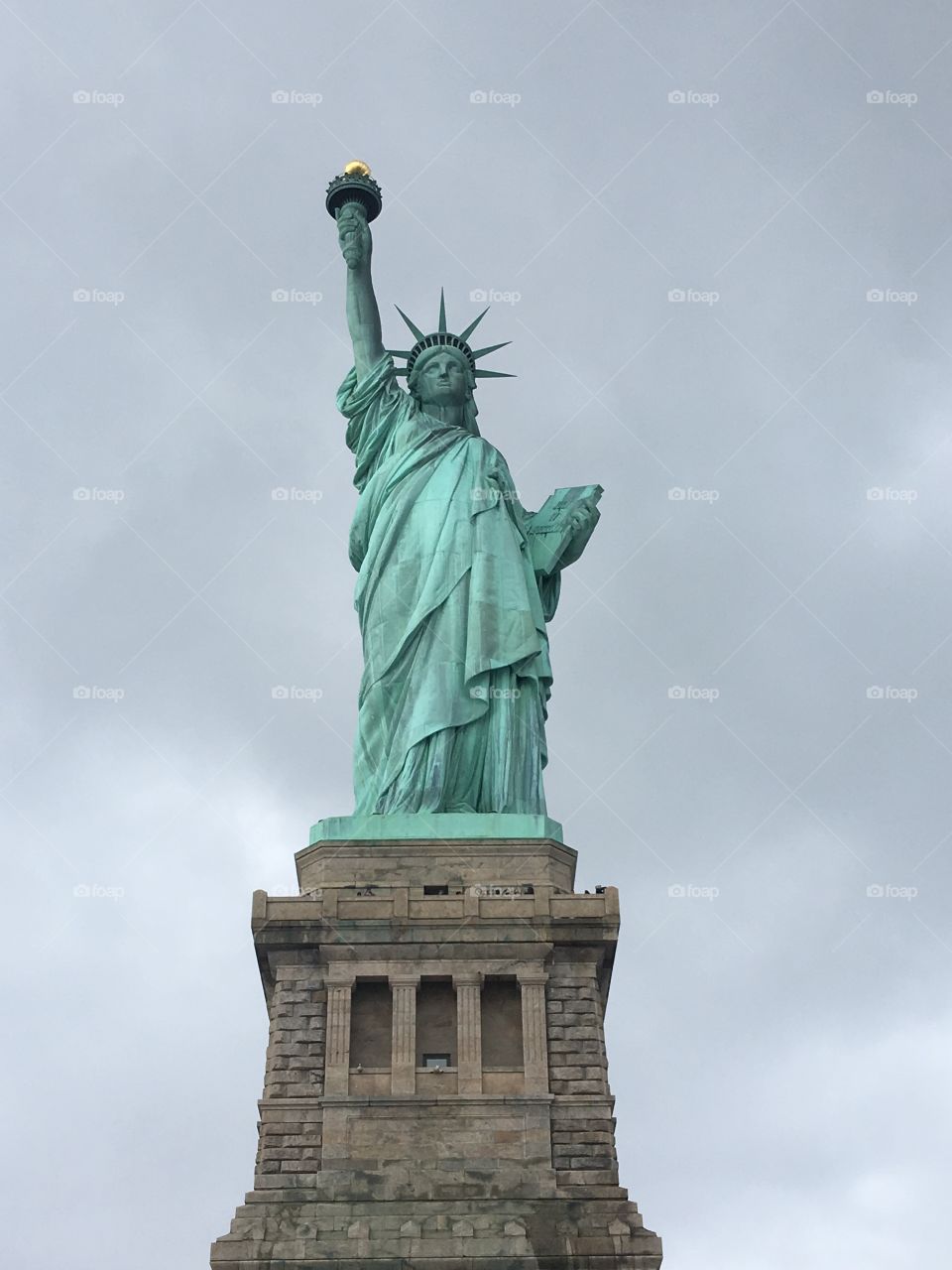The Statue of Liberty, a symbol of America freedom, seen here from its base on Liberty Island.