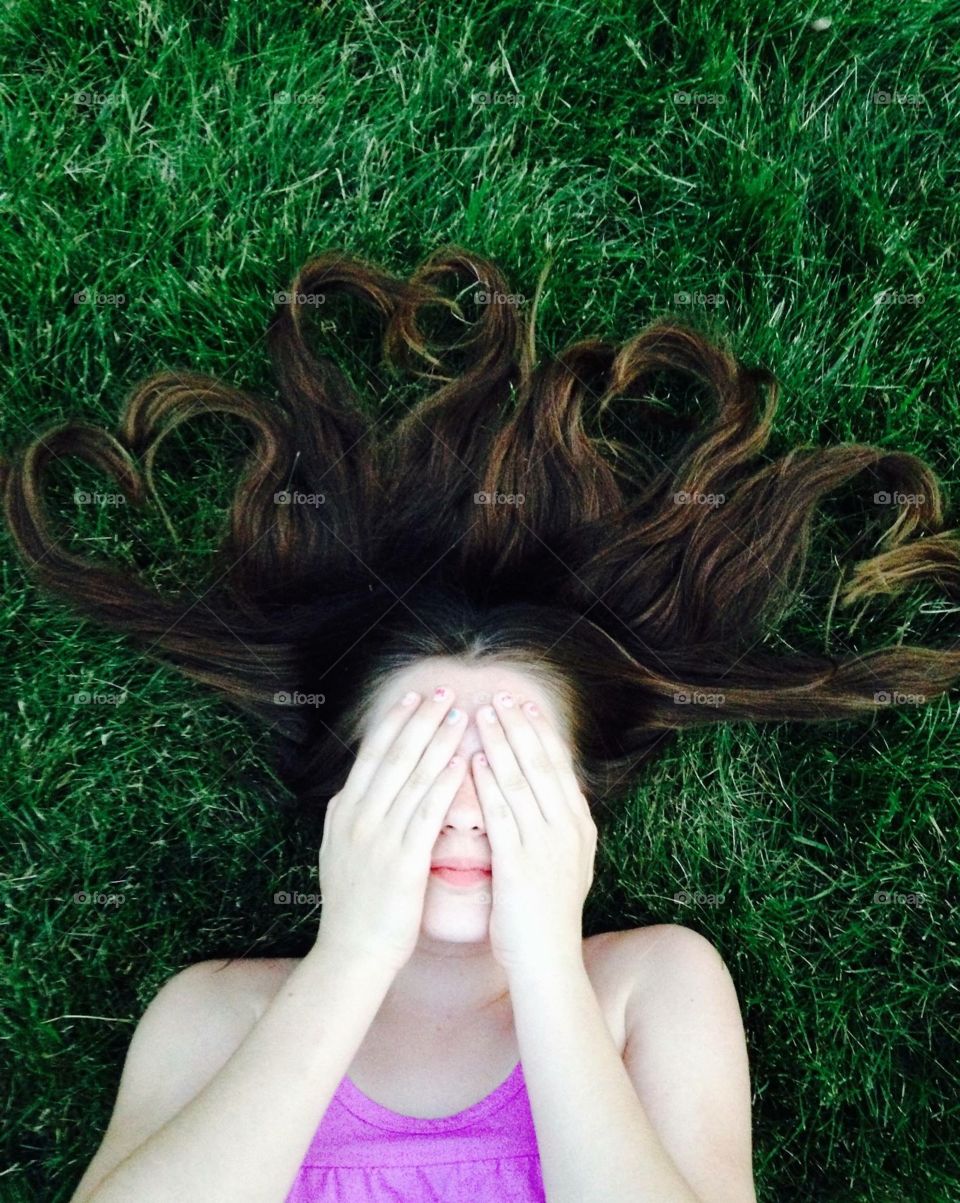 Girl with heart shaped hair