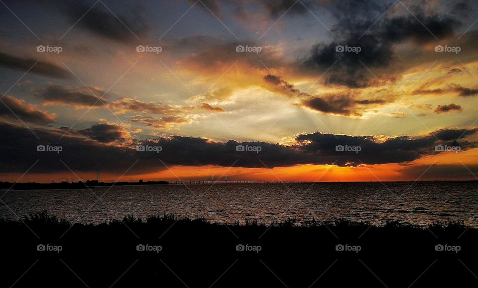 sunset highlight in fall