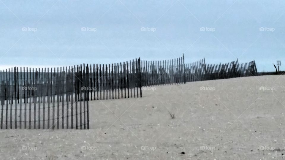 Fence, No Person, Sand, Winter, Landscape