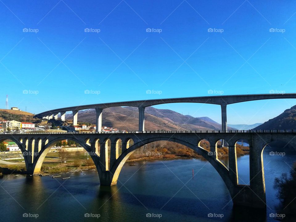 bridge over the city of Peso de Regua in Portugal