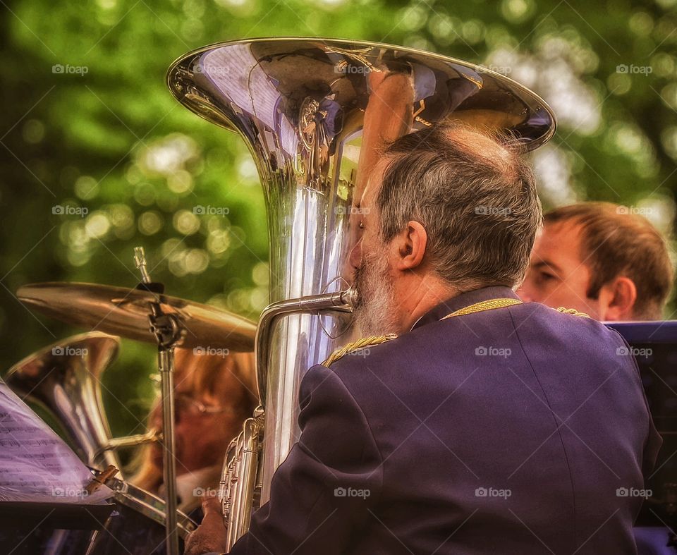 Brass band. Concert in park