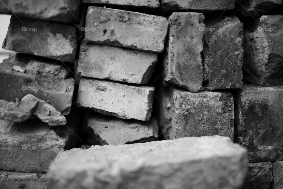 Scattered bricks