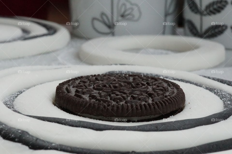 Oreo Cookie Cake Topper ... Black and White ... Iced Swirls