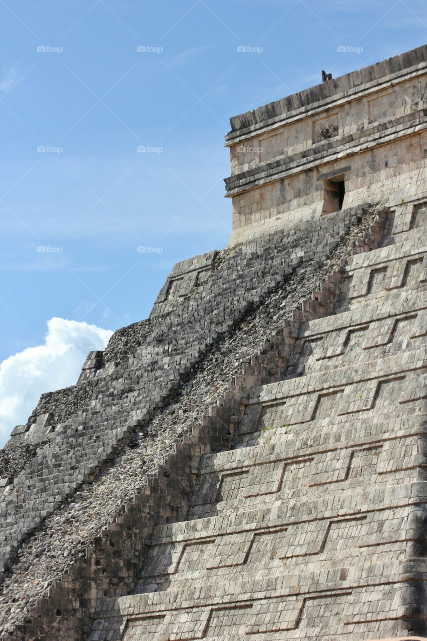 Looking up at history . Chichen Itza, Mexico.  Absolutely incredible main pyramid - looking up mission