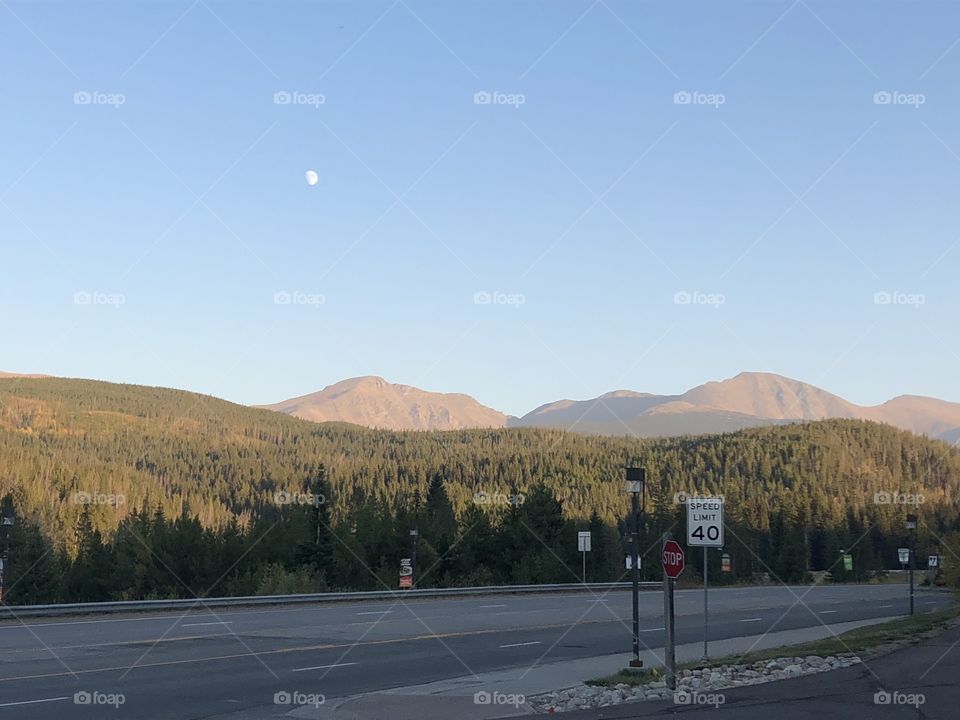 Mountains and moon 