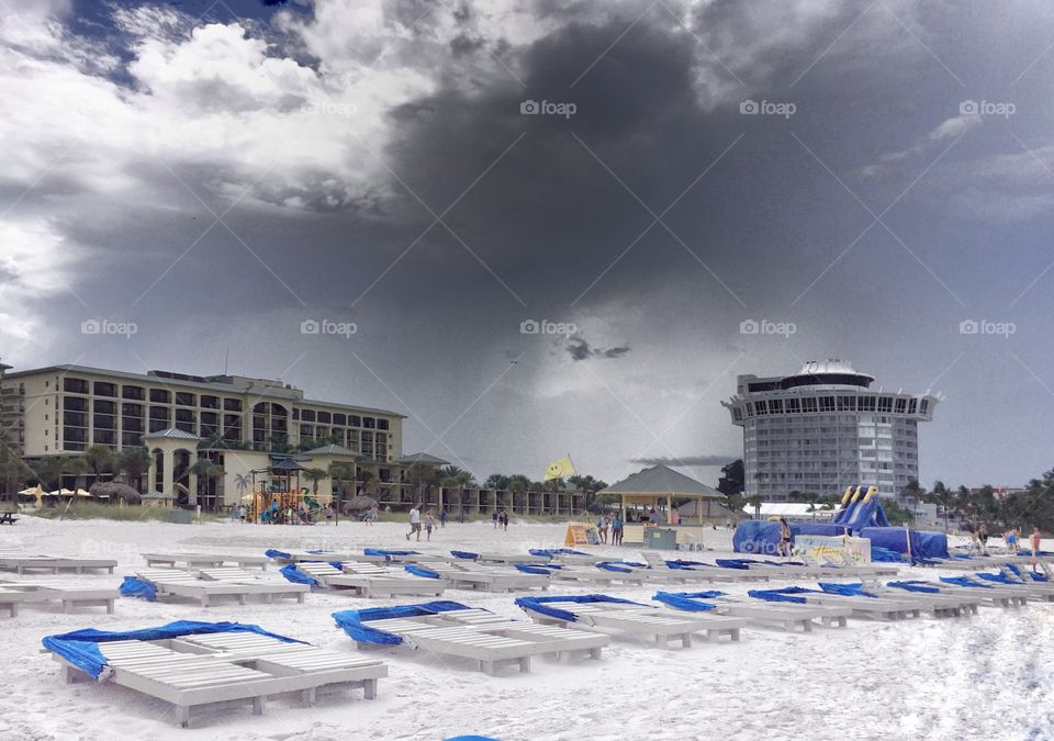 Before the rain on the beach in front of hotel in Saint Petersburg Florida 
