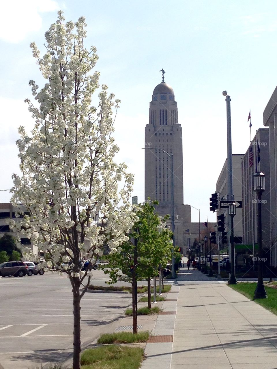 Nebraska State Capitol in spring