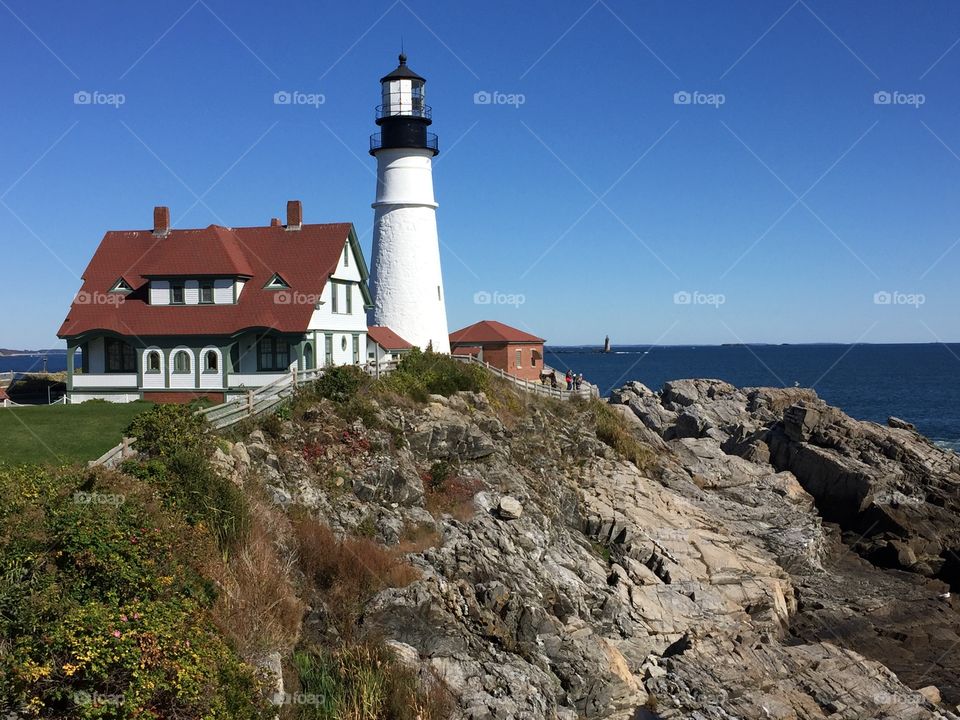 Historic Portland Head Light Lighthouse, Cape Elizabeth, Maine. 