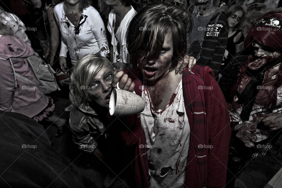 Zombie walk in Sweden. The undead took over the town of Malmö.