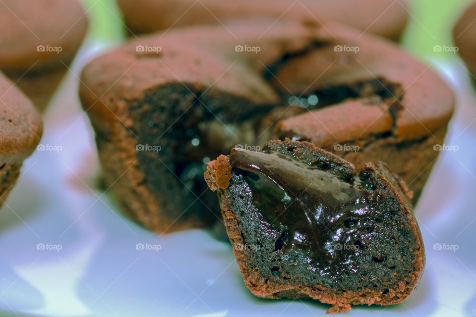 Delicious homemade lava cake full of creamy chocolate