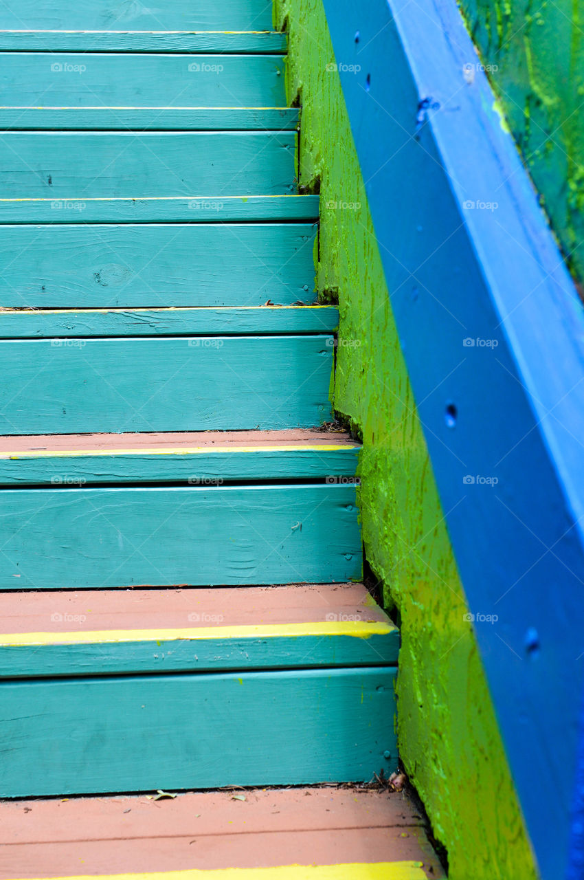 Painted staircase in vibrant colors