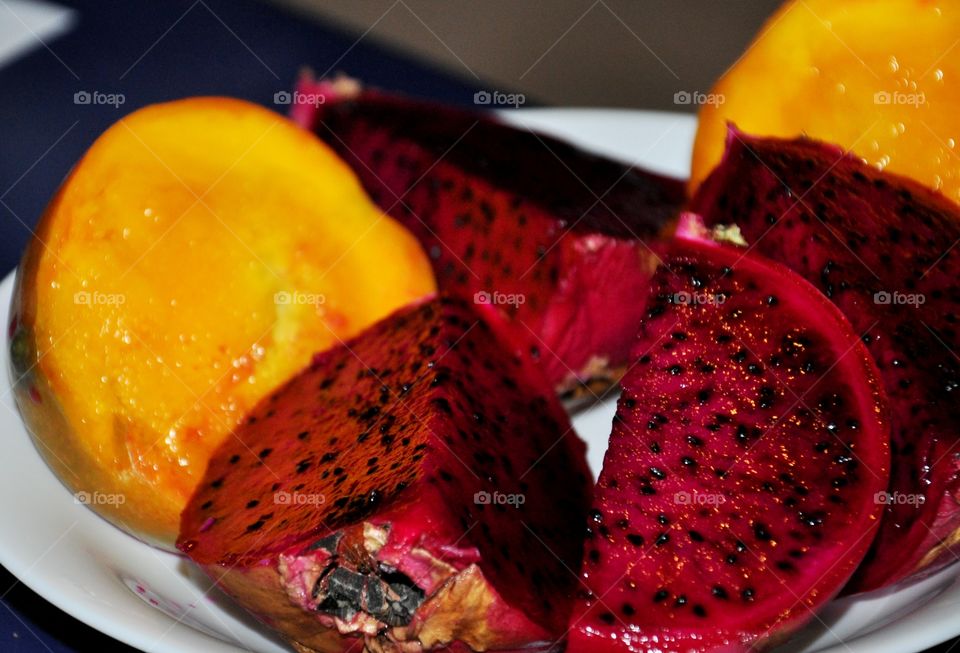 mango and dragon fruit on Canary island