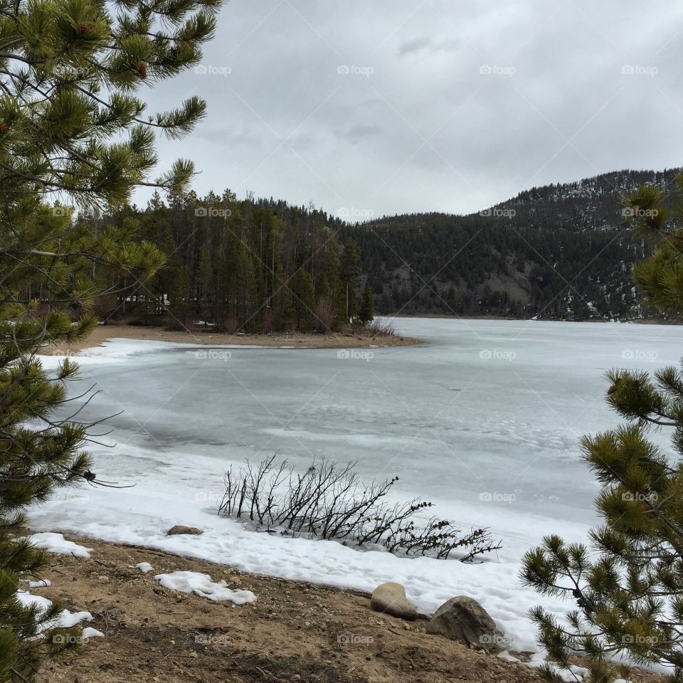 Frozen lake in Colorado 