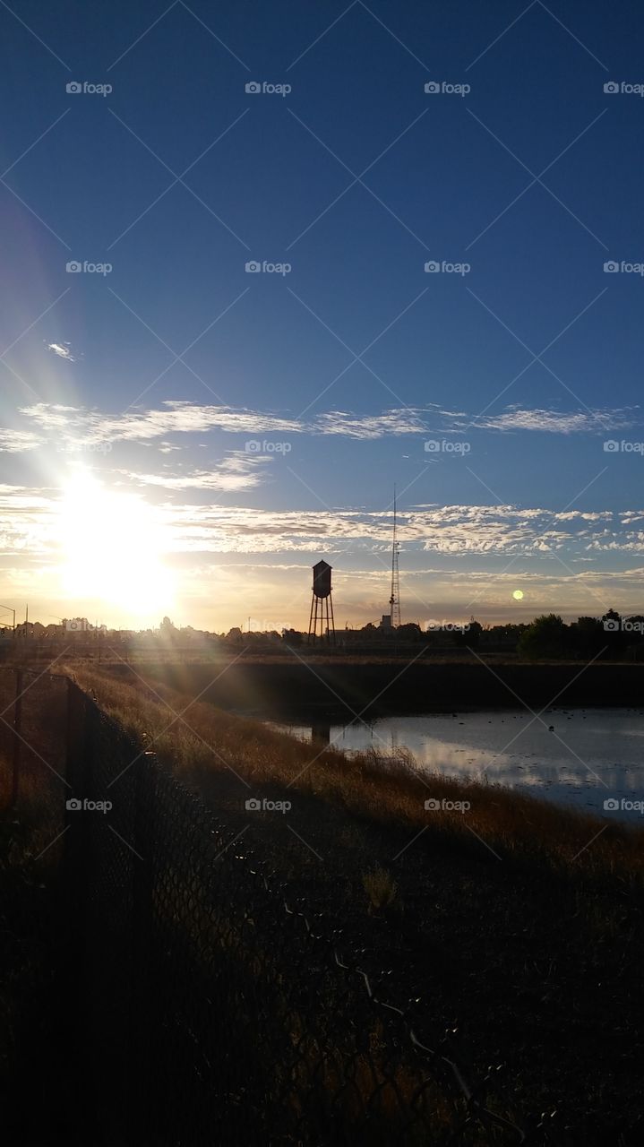 water tower sunrise