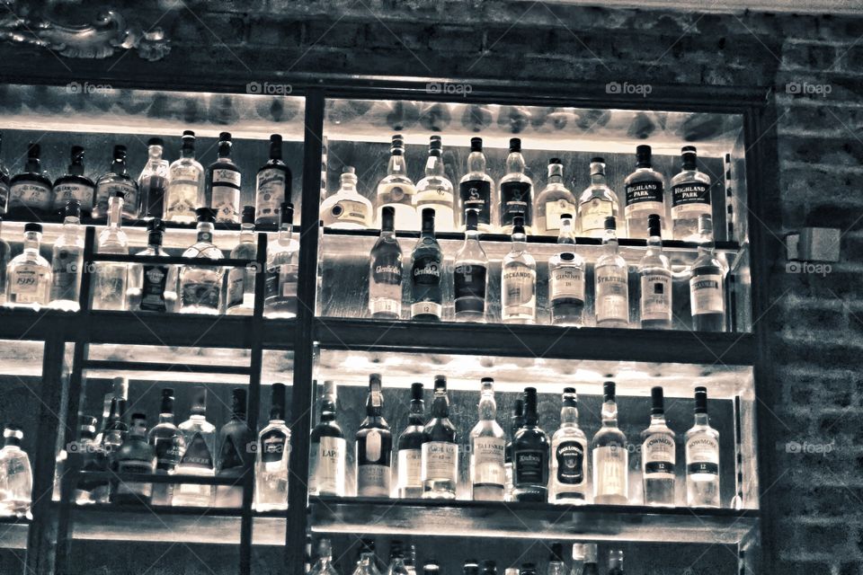 Various Bottles on the shelf 