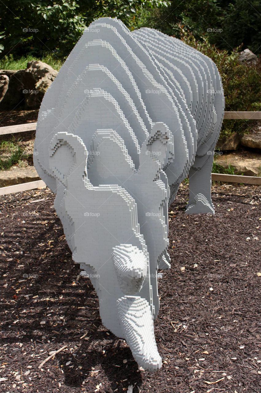 Lego rhinoceros art sculpture