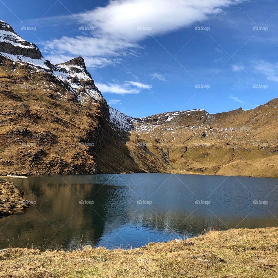 Blue lake and mountains