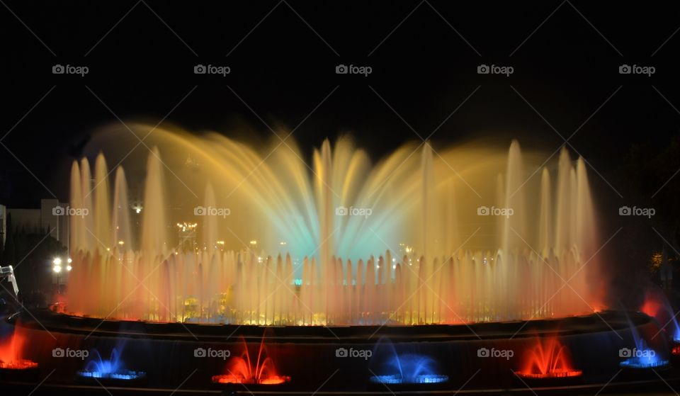 The Magic Fountain in Barcelona, Spain. Event with colors and music