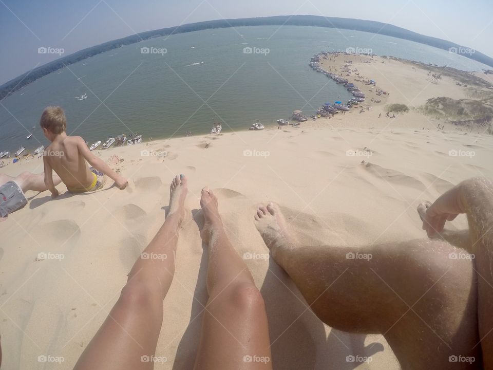 We made it to the top of silver lake sand dunes in Michigan!