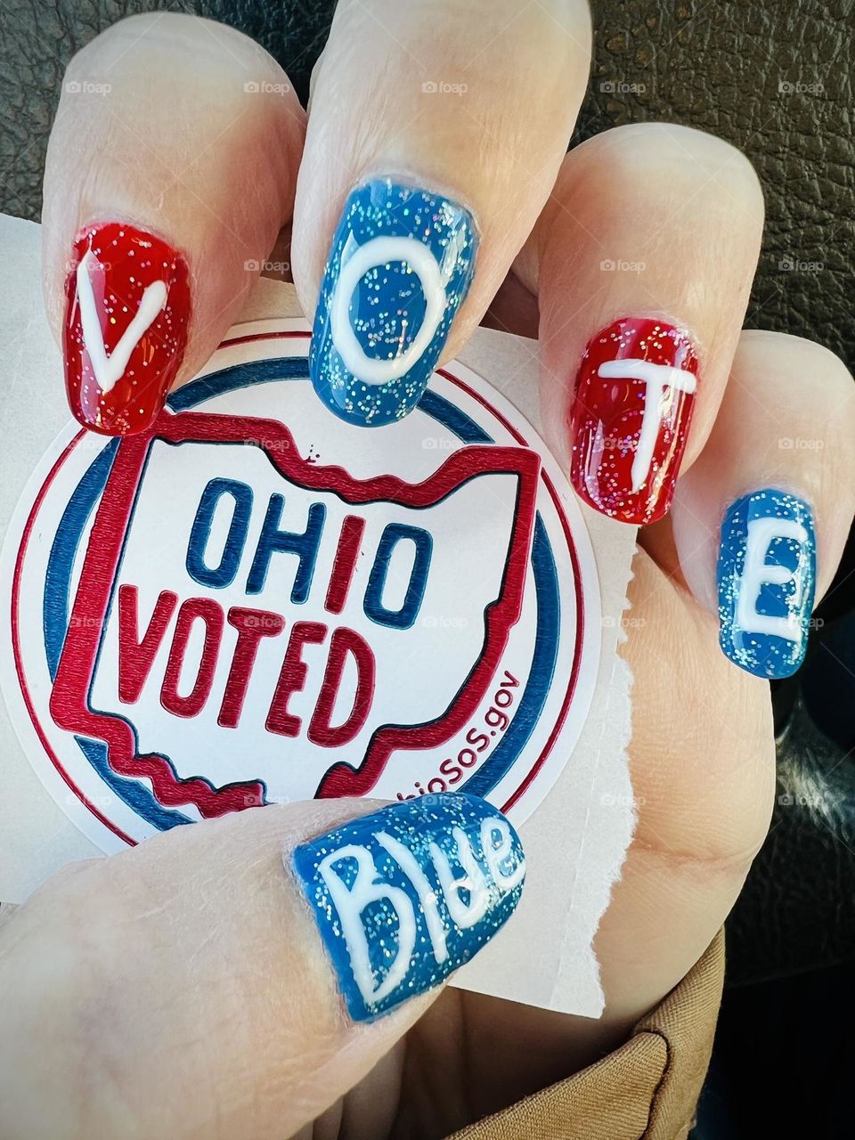 My Election Day gel nail manicure