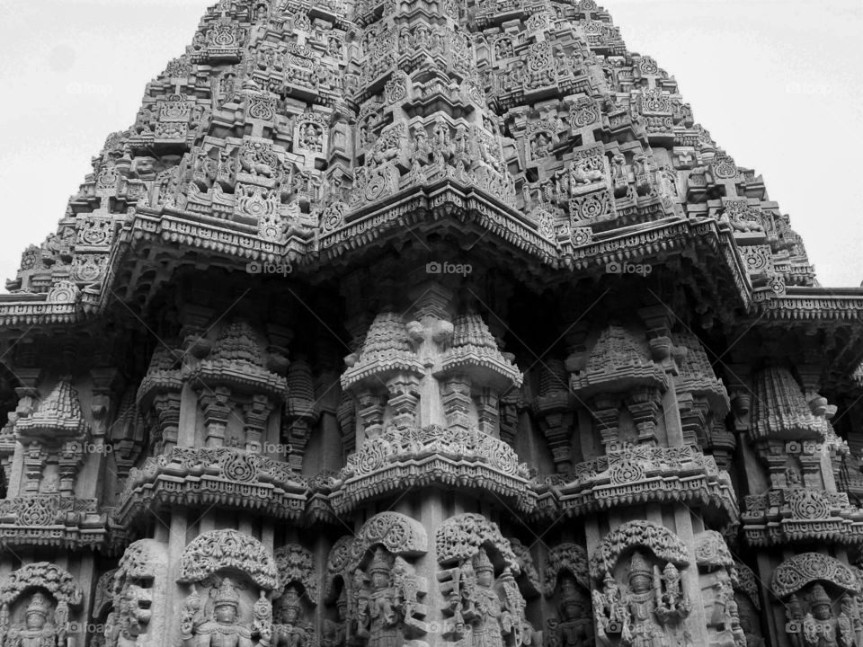 Stone carving on the walls of Banavasi, Karnataka, India.