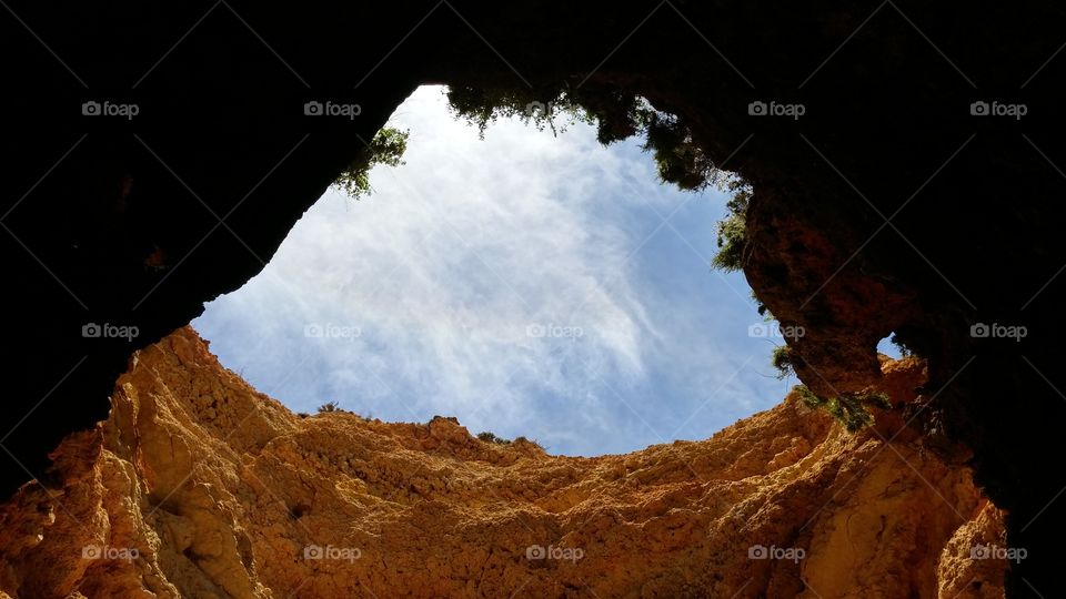 view between the rocks . sky view between the rocks 