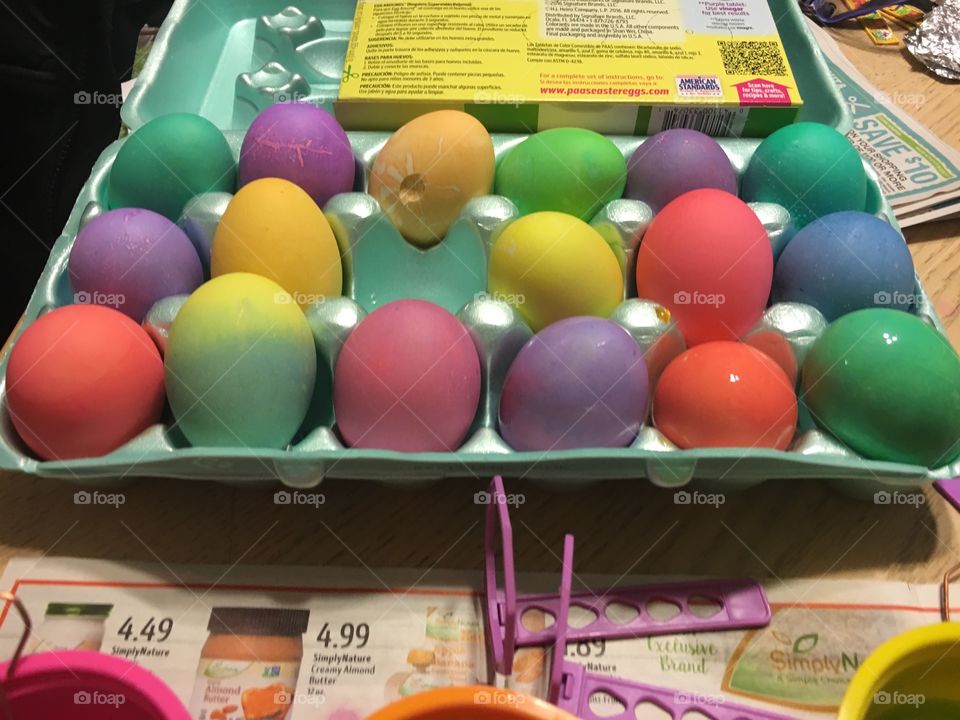 Colorful dyed easter eggs 