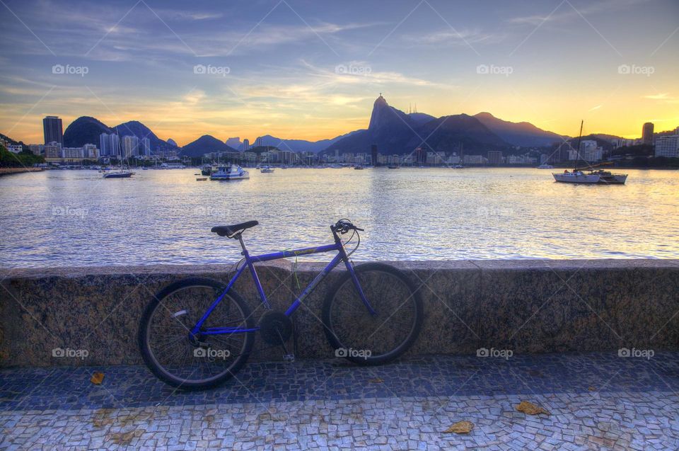 Lonely bicycle at the pier in Rio de Janeiro