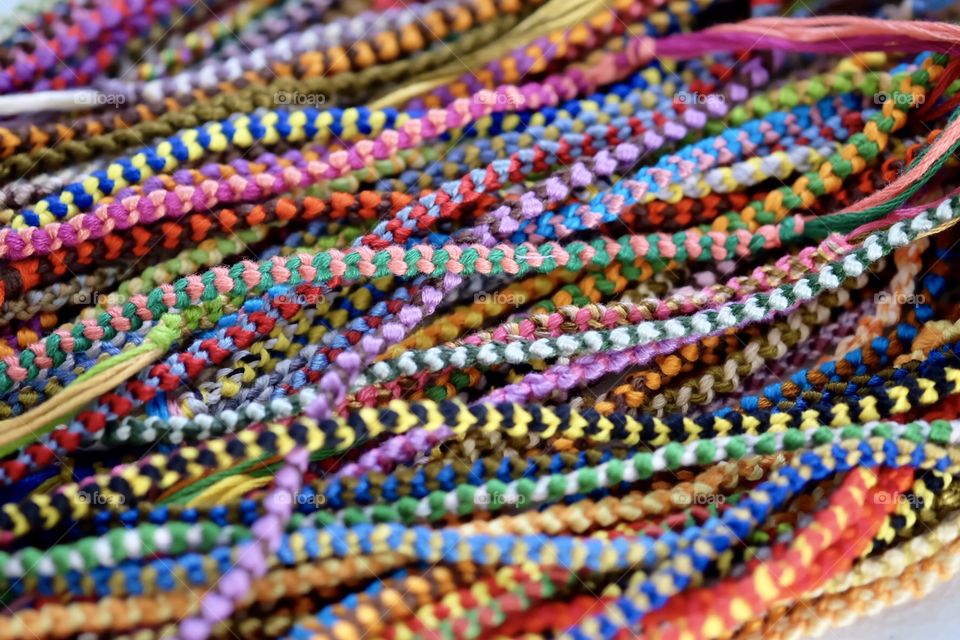 Colorful Friendship Bracelets, Handmade Crafts Still Life Photography 