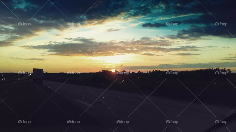 Sunset, Landscape, Dawn, Road, Street