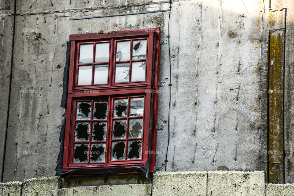 Broken window of an old castle