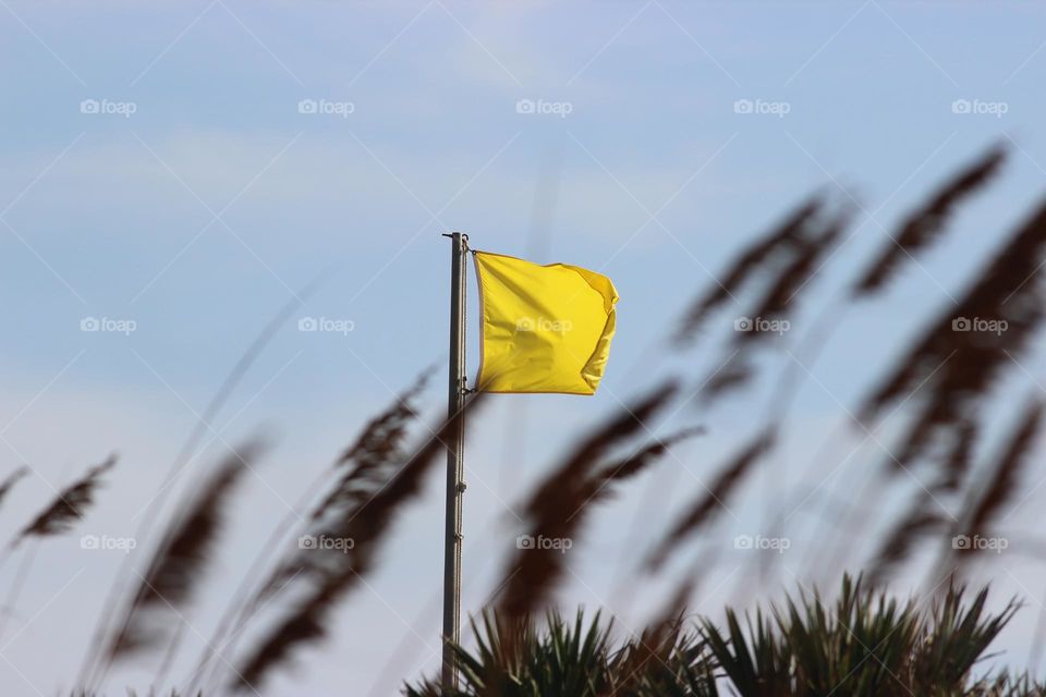 Moderate Hazard Flag at Beach