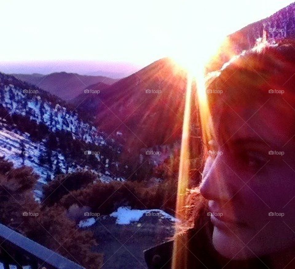 Beautiful sunset the mountains 