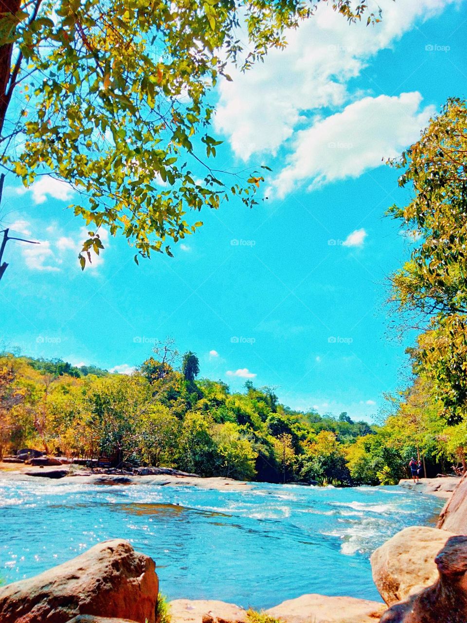 I'm on a waterfall in the park.