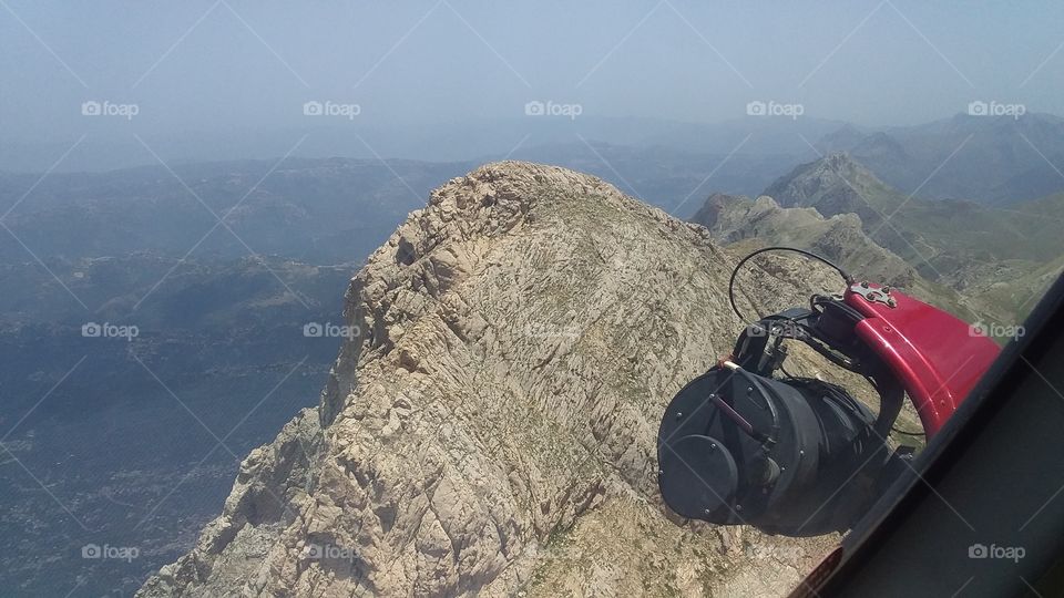 shooting of the elecopter. mountain of algeria view from the sky