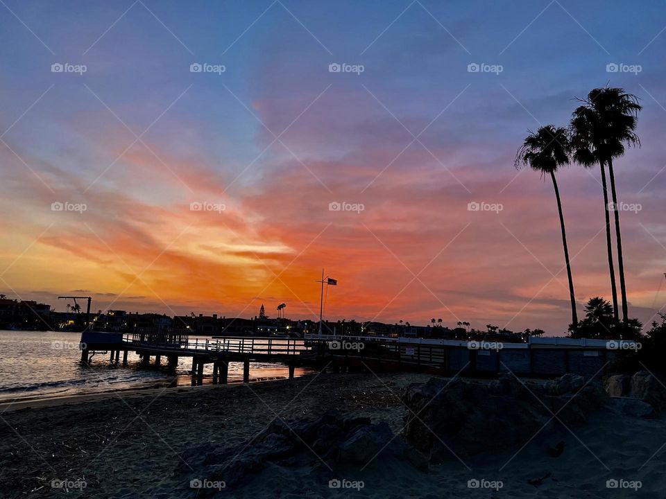 Beautiful sunset at China Cove Beach in Corona del Mar 