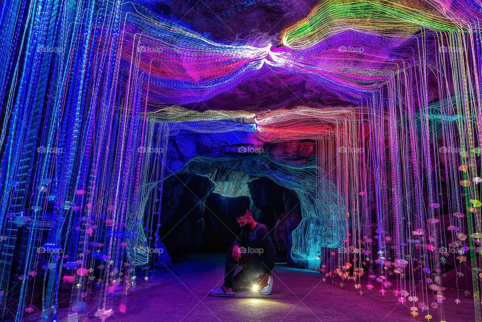 Beauty colorful lighting in the cave