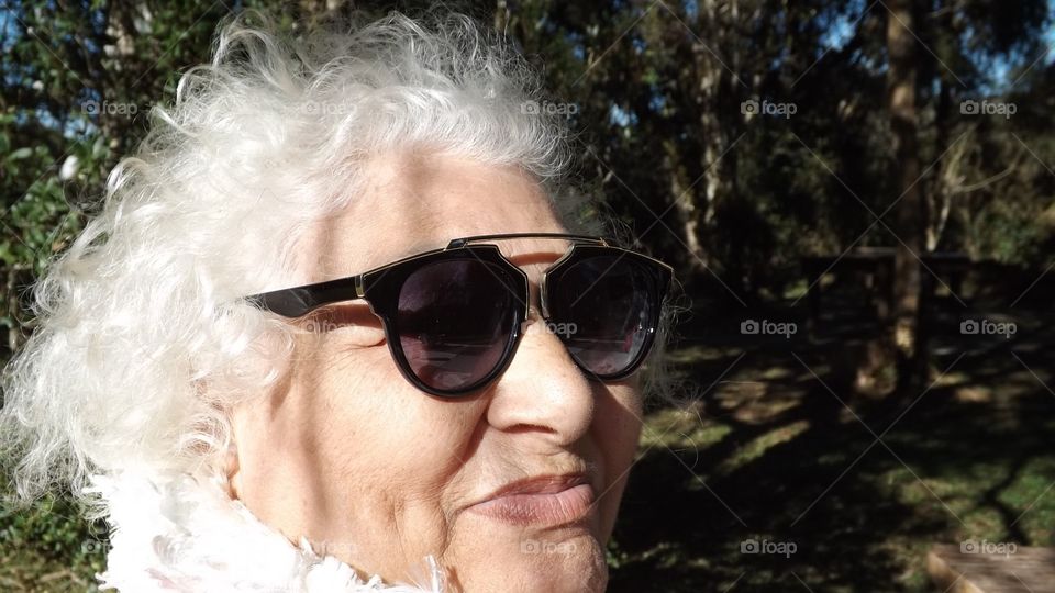 Old lady in sunglasses