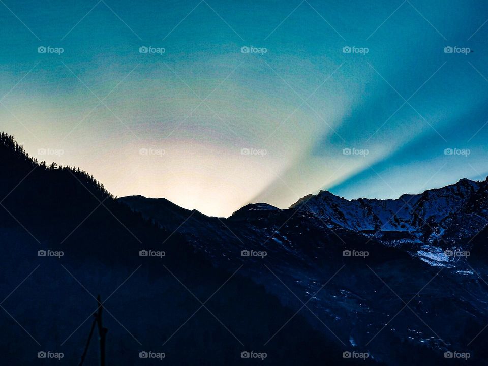 A Beautiful Sunset on Horizon of Himalaya