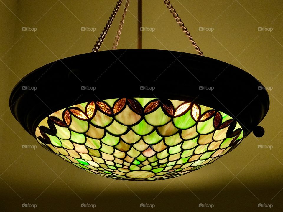 Green stained glass lamp