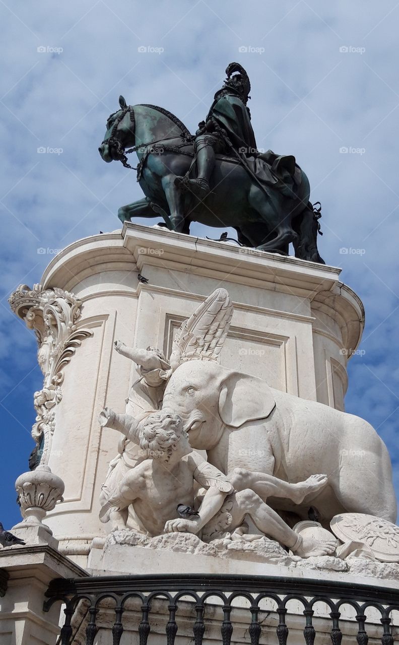 monument at praca commercio in Lisbon