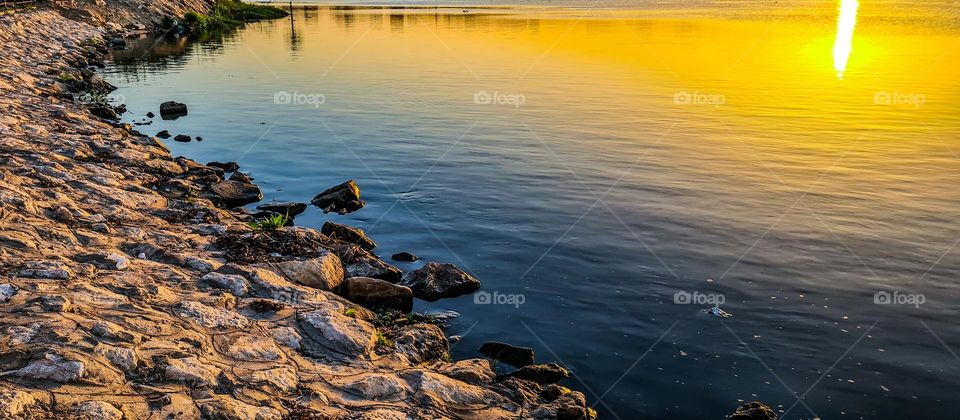sun reflection on the lake