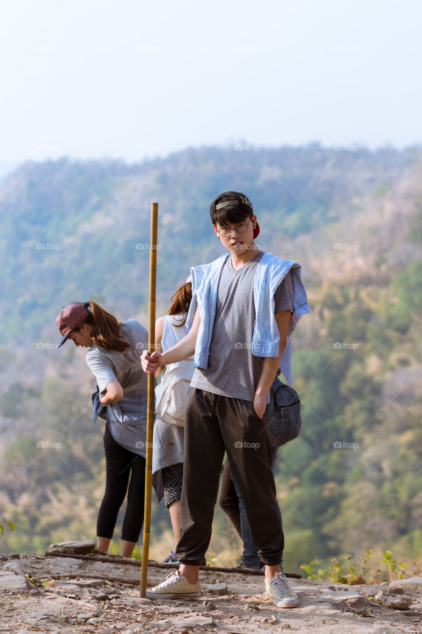 Tourist in the mountain 